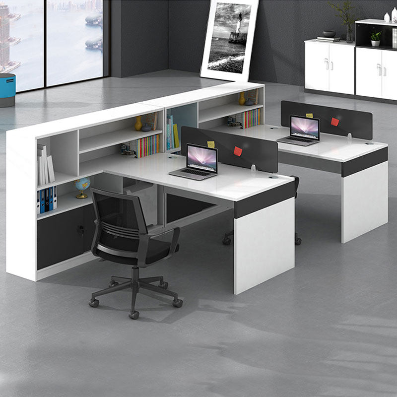 Staff desk double seat with high cabinet staff office work desk finance teacher screen office desk and chair combination