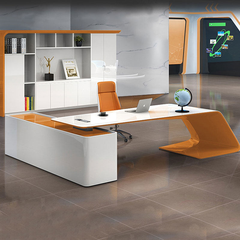 Lacquered boss desk simple modern creative office president desk manager large class desk light luxury desk chair combination