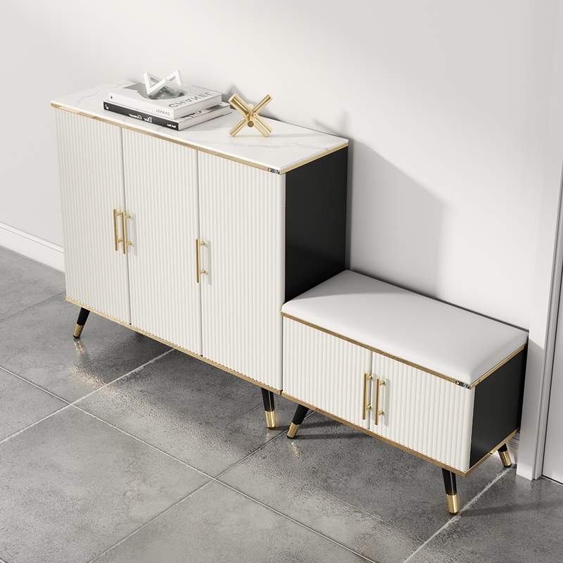 Shoe cabinet home door can sit one-piece stool light luxury rock slab white gray new Chinese-style one-piece card seat locker