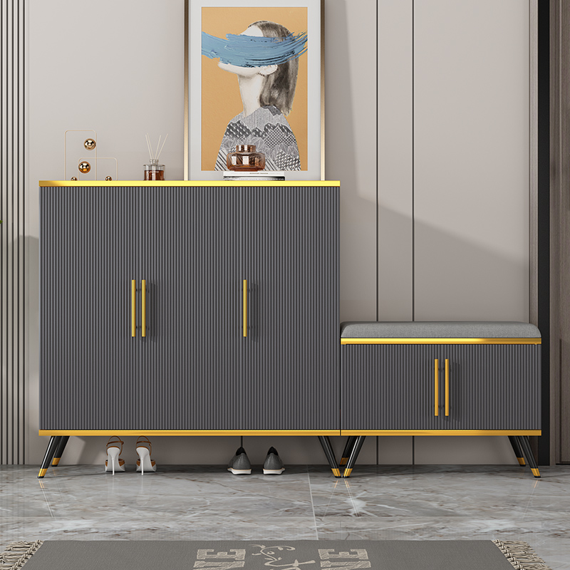 Shoe cabinet door can sit and change shoe stool into the household large-capacity adjustable white shoe cabinet to change shoes and stool all in one - Taobao