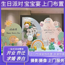 Huainan birthday party planning babys full moon 100th day opening celebration balloon decoration photo background layout and construction