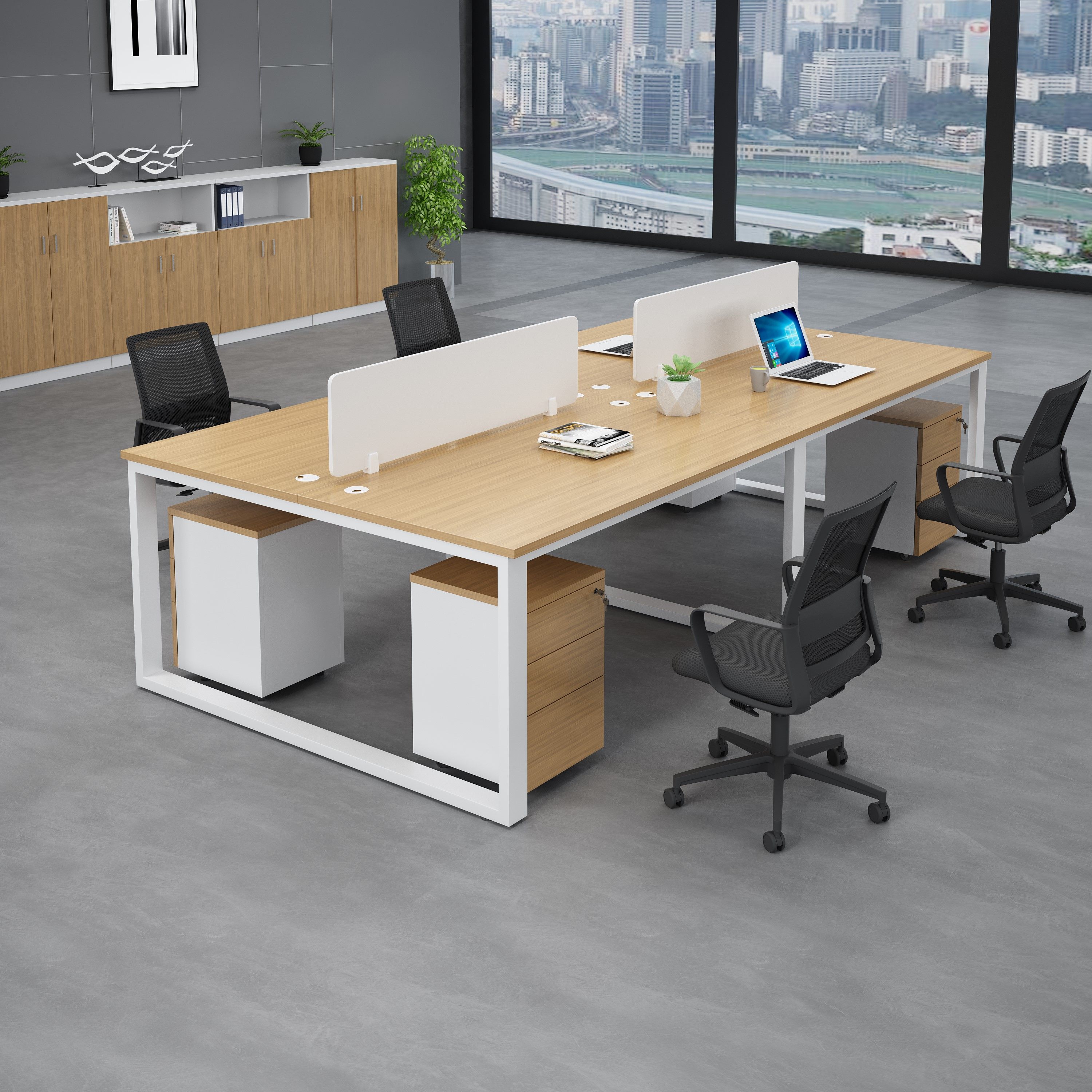 Office table Staff worktop high-end minimalist Hyundai Industry l face-to-face desk chair combined single double