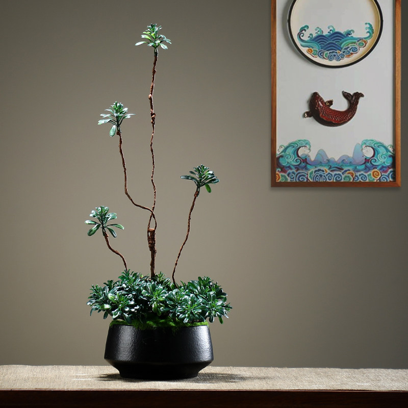 Creative vase simulation flower bonsai model room living room porch hotel dining room potted new Chinese dining table decoration