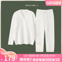 Pajamas Woman Spring Autumn Winter Long Sleeves Coral Suede Famous Korean version Mao Line Wool Thread Soft cotton Home Clothing Warm Suit