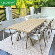 Outdoor table and chair courtyard open-air tables and chairs waterproof yard casual terraceOutdoor Villa anti-corrosion wooden garden furniture