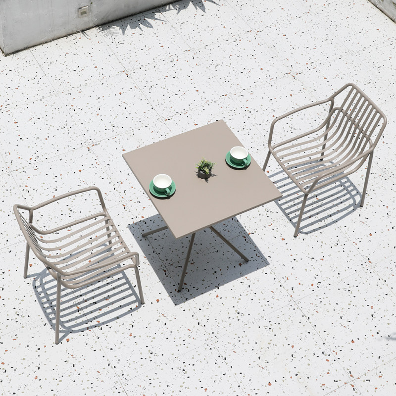 Outdoor Table And Chairs Open-air Mesh Red Milk Tea Shop Café Exterior Pendulum Small Table Chairs All-aluminum Outdoor Chair Furniture One Table Two Chairs