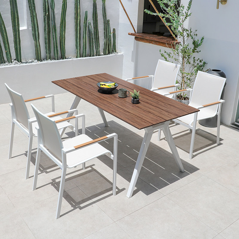 Elio Outdoor Table & Chair Combined Villa White Outdoor Garden Terrace Network Red Leisure Long Table
