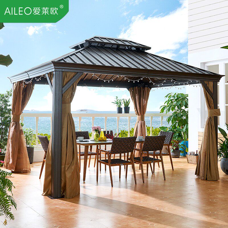 Aluminum alloy high-end outdoor leisure pavilion sunshade awning courtyard villa rooftop tent garden awning pavilion