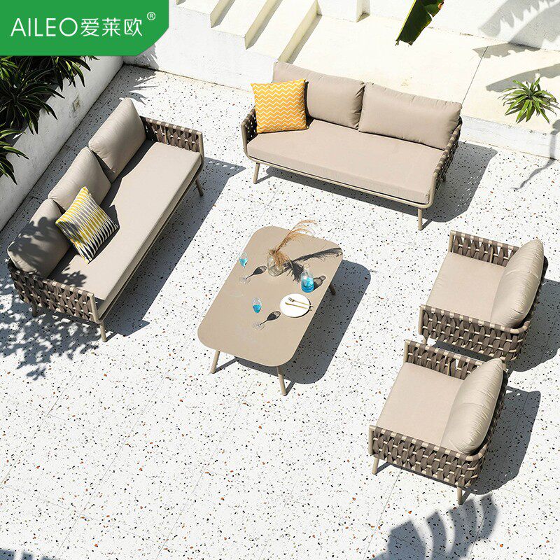 Ailaiou outdoor sofa courtyard villa terrace rattan chair creative furniture waterproof outdoor garden rattan sofa