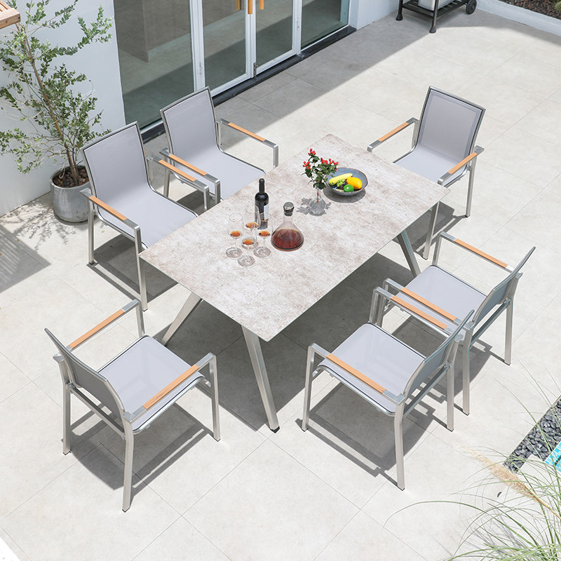 Outdoor table and chairs courtyard villa furniture homestay hotel terrace long table combination garden leisure sample house display center swing chair