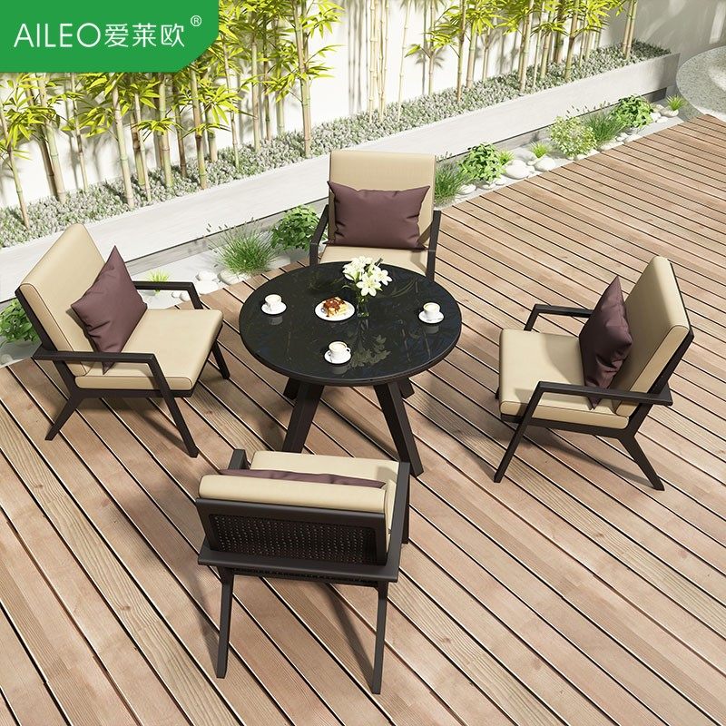 Outdoor leisure table and chairs new Chinese style villa garden balcony leisure chair outdoor yard garden terrace tea table combination