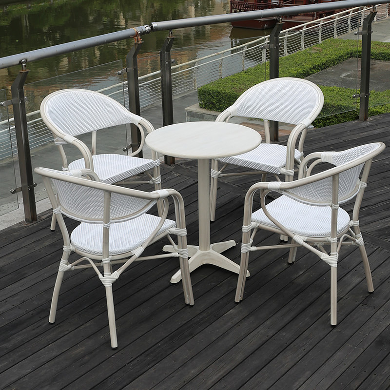 Modern outdoor leisure table and chair Ironico minimalist white balcony vine chair three pieces of household outdoor swing network red dining table and chair