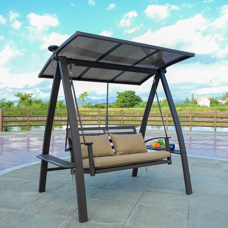 High-end outdoor swing double rocking chair courtyard homestay style home hanging chair balcony garden terrace rattan swing chair