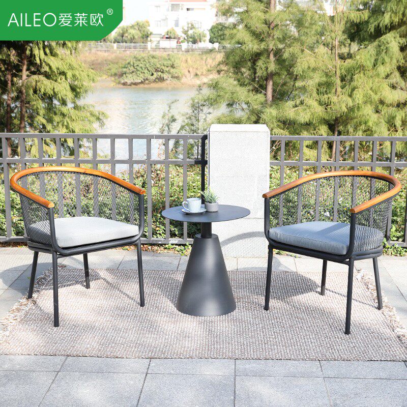 Small balcony table and chair leisure tea table and chair combination Internet celebrity Nordic modern minimalist one table two chairs rattan three-piece set - Taobao