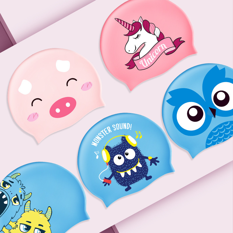 Large size children swimming cap boy girl girl silicone waterproof without stranglehead comfort swimming cap little girl swimming gear