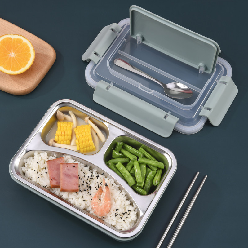 Children's split lunch box 304 stainless steel water injectable insulation carrying dinner plate kindergarten baby to eat tableware-Taobao
