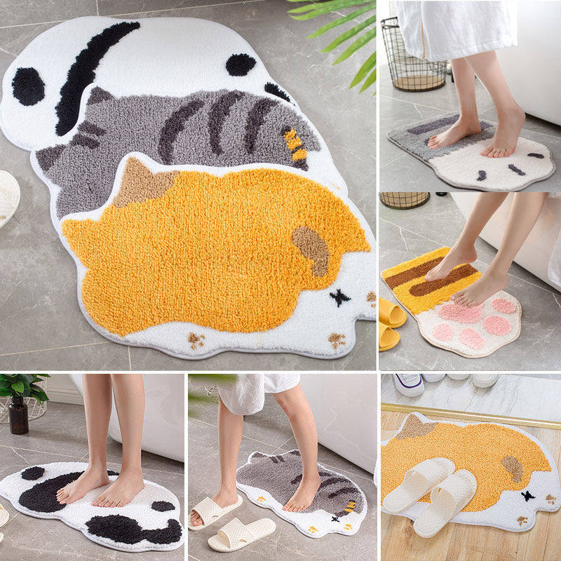 Cartoon Door Padded Toilet Bathroom Anti-Slip Mat Dressing Room Doorway Water Absorbing Cool Mat Floor Mat Bedroom Carpet Bathroom