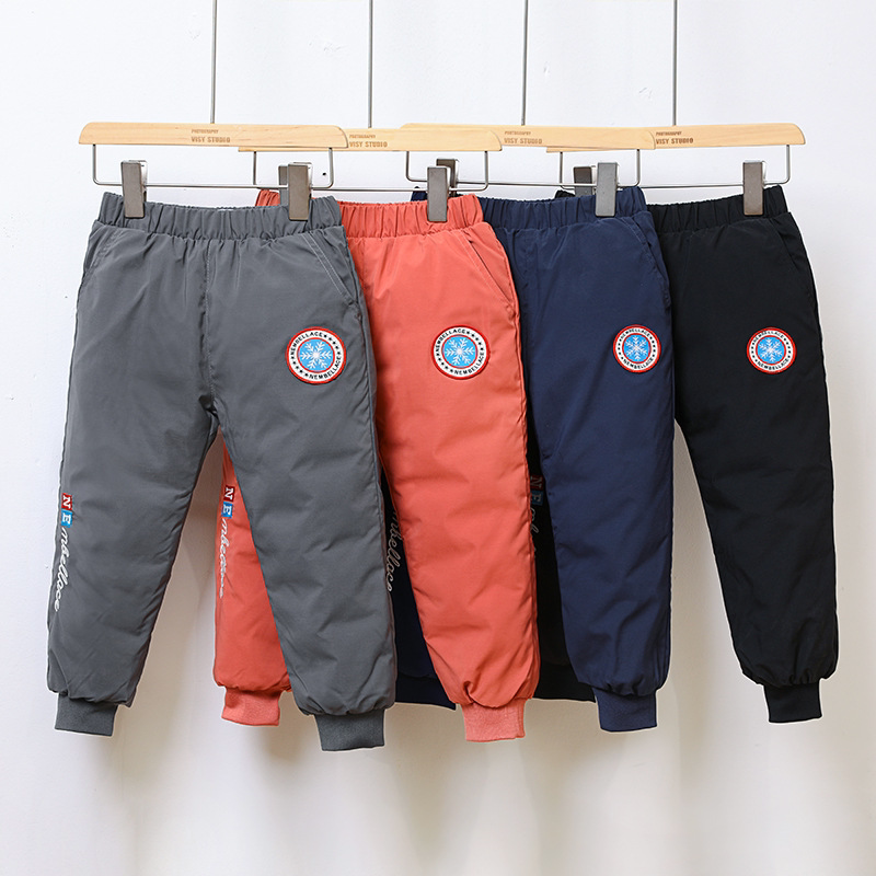 Boy's down pants wear thickened middle - sized boy 2022 new children's girls baby beam warm pants in winter