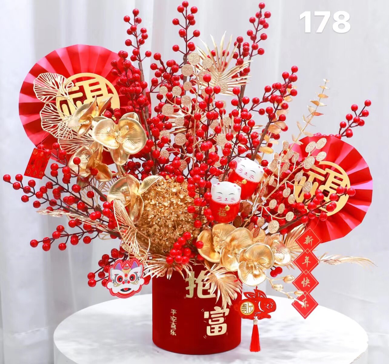 2025福桶系列：开业乔迁新年必备，冬青银柳插花桶，福满人间！-福桶-淘宝百科网