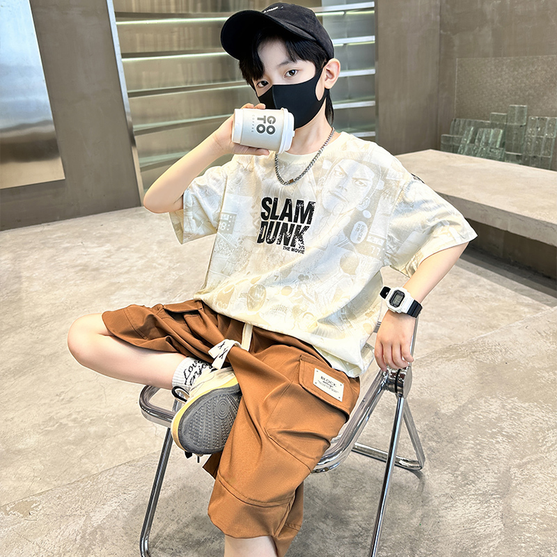 Boys' Summer Short-Sleeved Suit 2026 New Fashionable and Handsome Boys' Summer Clothes Sports Thin Kidsren's Summer Clothes