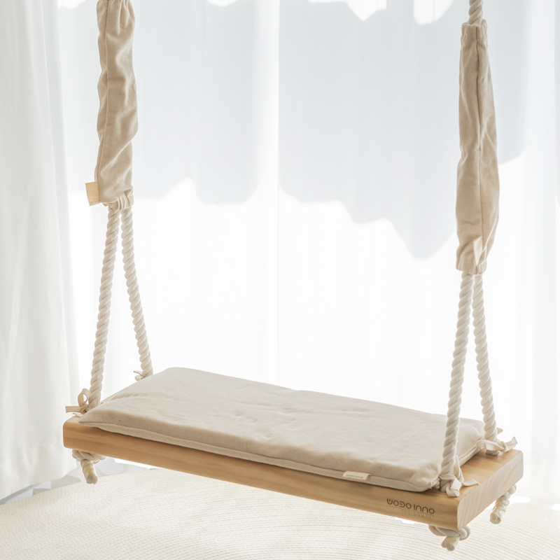 Wowba Adult Swing Indoor Home Outdoor Courtyard Balcony Hanging Chair Japanese-Style Solid Wood Cotton Rope Single Person Homestay Wowba Adult Swing Indoor Home Outdoor Courtyard Balcony Hanging Chair Japanese-Style Solid Wood Cotton Rope Single Person Homestay