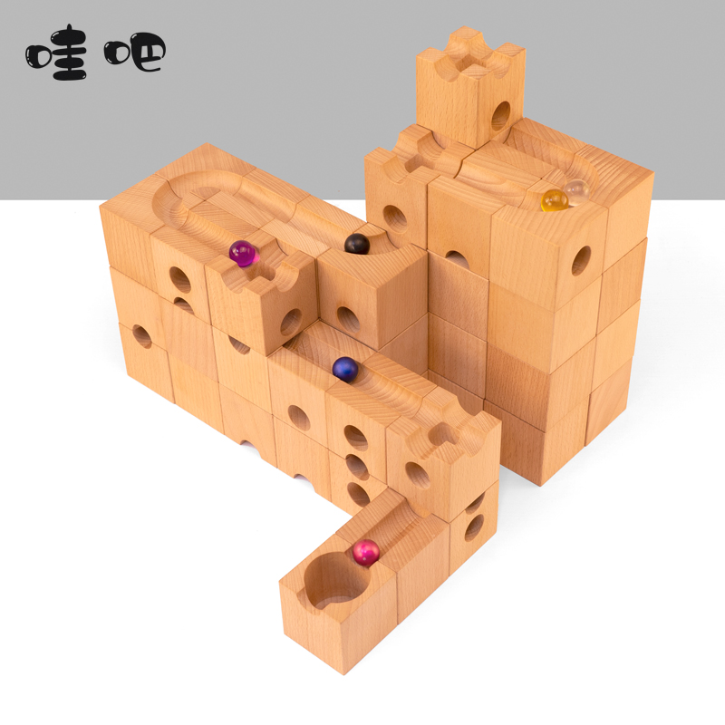 Wow ball bearing track building blocks large grain wood toys Cubism 100 Variable Slide Assembly Children Puzzle 3 year old taught