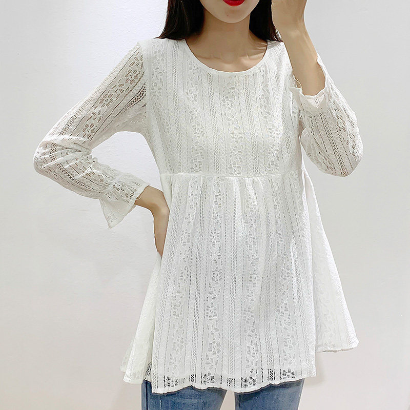 Pregnant women's spring clothing blouses 2022 new long sleeves foreign palate with undercoat Korean version large size easy fashion T-shirt