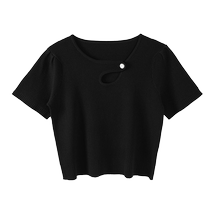 Jinggu black label JGGU design sweater summer new short-sleeved T-shirt covers the flesh and looks slimming top