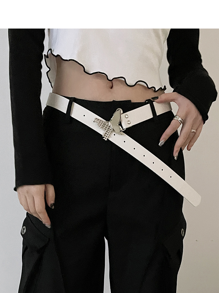 Gürtel Damen New Trim Butterfly Schwarz Vielseitiger Gürtel Jeansgürtel_voghion.com