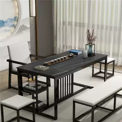 High-end custom modern new Chinese rock board tea table and chair combination office tea drinking tea table tea table large stone work