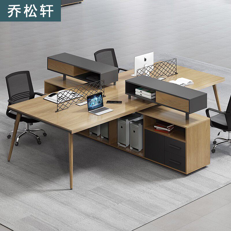 Desk simple modern office furniture 4 people 6 staff table financial card holder office table and chair combination