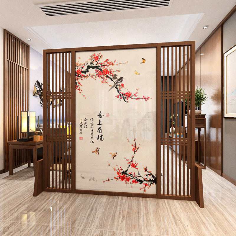 Screen partition living room bedroom solid wood office entrance bedroom decoration net red mobile to block the new Chinese home