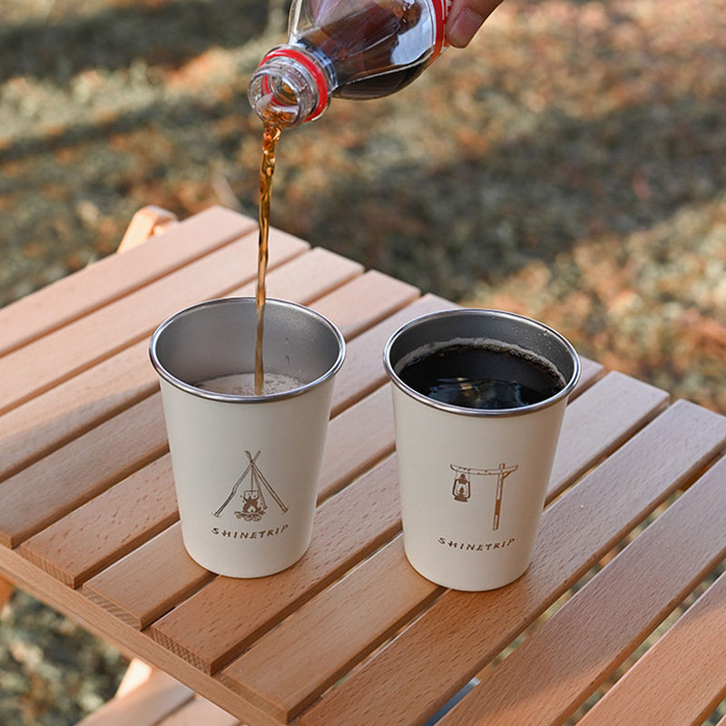 Outdoor camping water cup set 304 stainless steel beer mug picnic party coffee mug 350ml multi-pattern mug