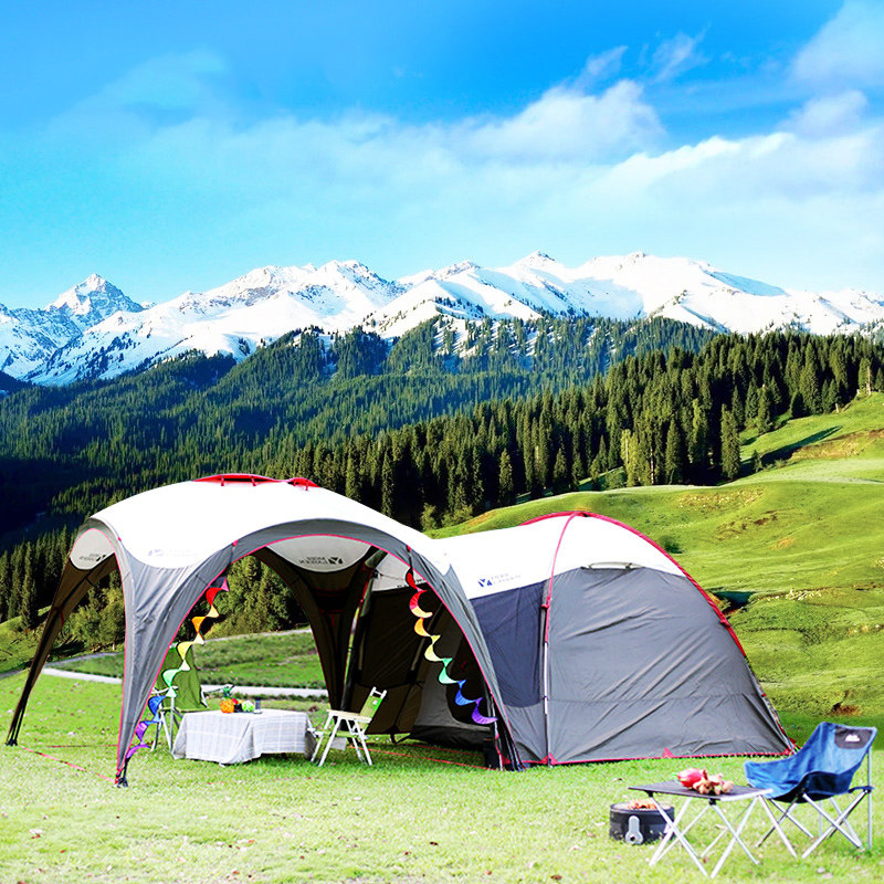 Mugao flute back room front hall family camping one room one hall outdoor camping windproof and rainproof sky curtain double-layer big tent