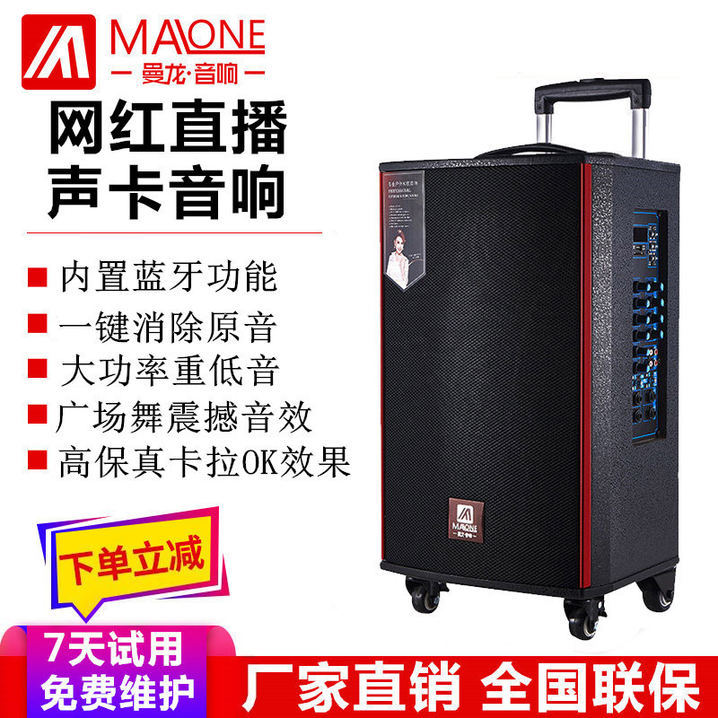 Manlong square dance audio outdoor high-power K song wireless microphone net red live performance mobile trolley speaker