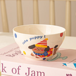 Ceramic Dinner Bowl Cute Personal Hit Style Underglaze Color kids Rice Bowl 2025 New arrival For Home Small Bowl