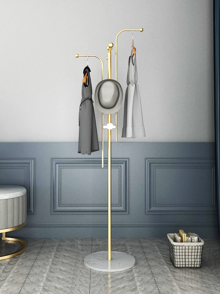 Nordic coat rack floor-to-ceiling simple modern bedroom hanging hanger simple doorway clothes rack entryway marble shelf