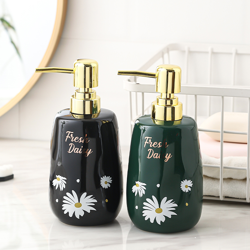 Daisies ceramic hand-fluid press bottle bath dew packaging light luxury shampoo emulsion sample room toilet