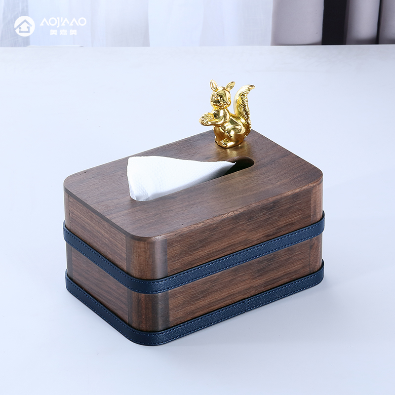Walnuts Wood Paper Towel Box Living Room New Chinese Style Containing Box Dining Table Tea Table Bedroom Light Lavish Home Napkins Sanitary Paper Boxes