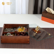 Solid wood fruit tray New Chinese fruit box Candy Box LIVING ROOM HOME NUT TRAY SUB-G WITH LID DRIED FRUIT SNACKS STORAGE BOX