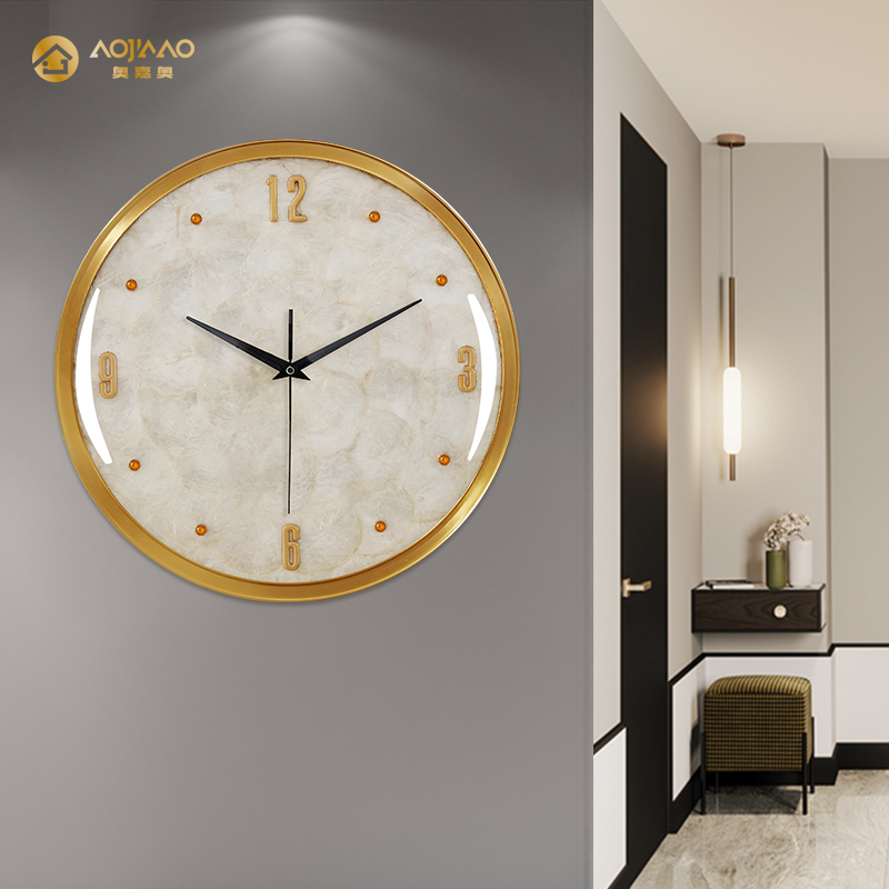 Modern minimalist pure copper hanging bell living room free of punch hanging wall and watch home light lavish creative clock silent quartz clock