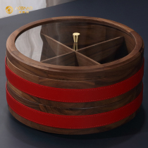 Chinese solid wood fruit tray dried fruit box nut containing box living-room home sub-grid with lid dry fruit tray snacks candy box