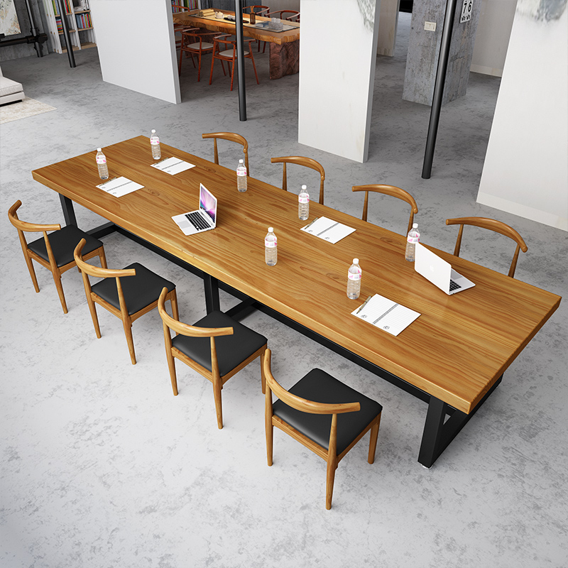 Solid wood desk long table large modern multi-person computer table Nordic long desk conference table and chair combination simple