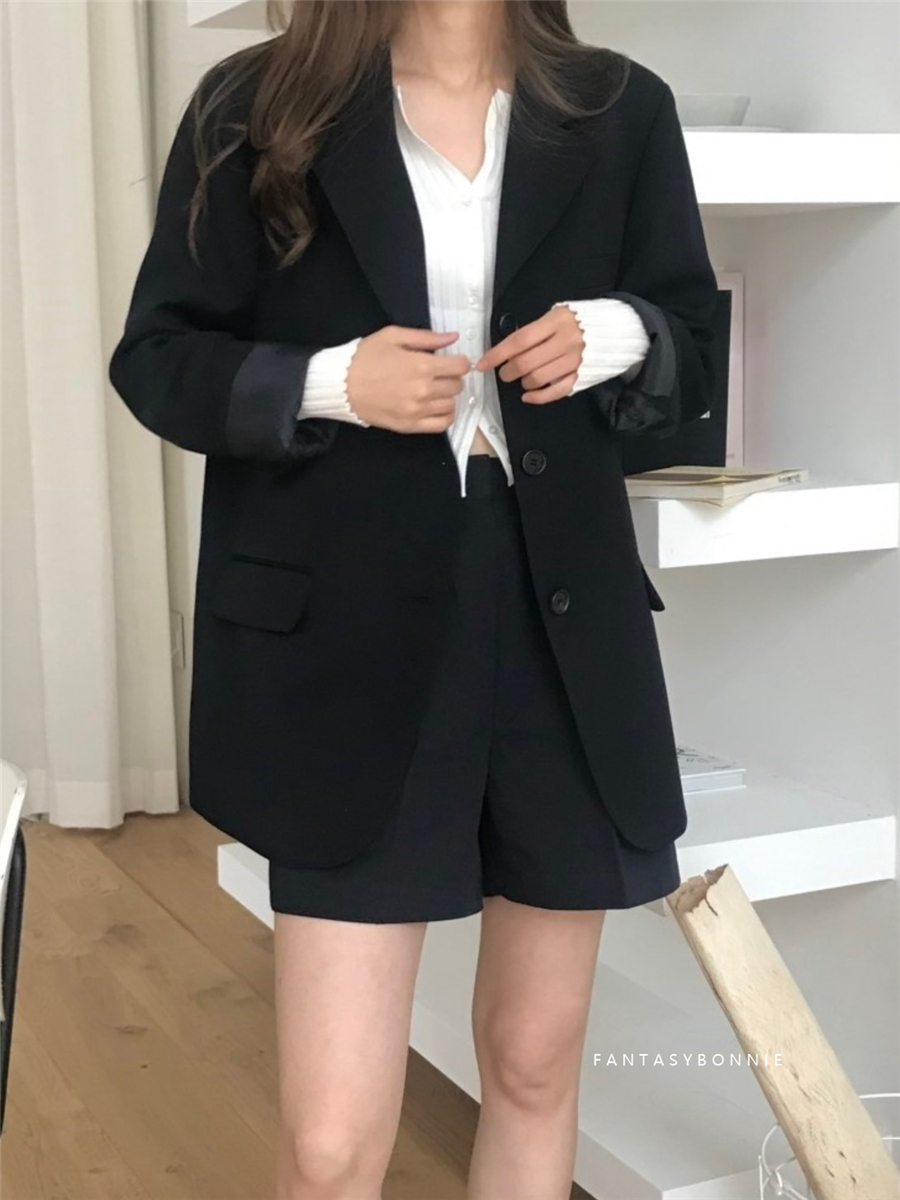 Han suit in lazy wind black suit coat woman 2021 Spring and Autumn new design sensation of niche tops