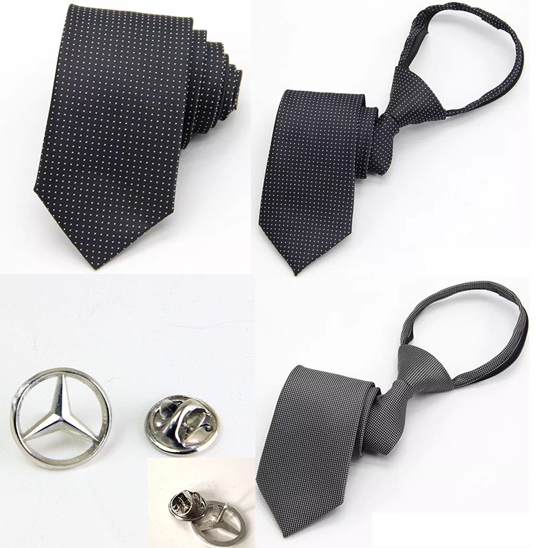 Mercedes Tie, Mercedes Men's Tie, Mercedes Scarf, Black Tie, Mercedes Brooch, Mercedes Badge