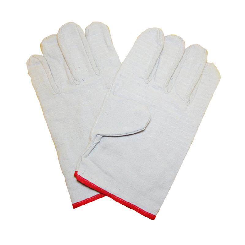 Double-layer canvas gloves 24 lines of white armor cloth gloves small red edge thickened machine repair wear-resistant welding labor protection