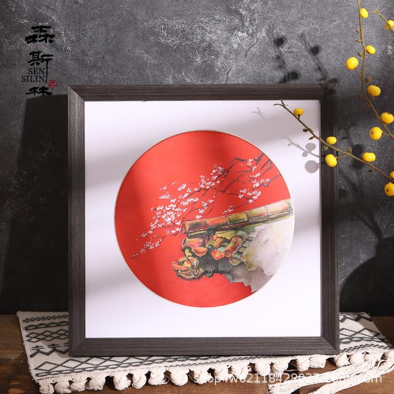 Solid wood picture frame mounted wall photo frame any size square 33 38 50 Chinese painting calligraphy outer frame