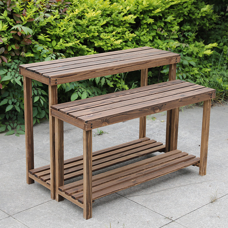 Balcony flower stand floor-to-ceiling multi-layer creative light luxury antiseptic wood outdoor succulent flower stand courtyard plant stand new