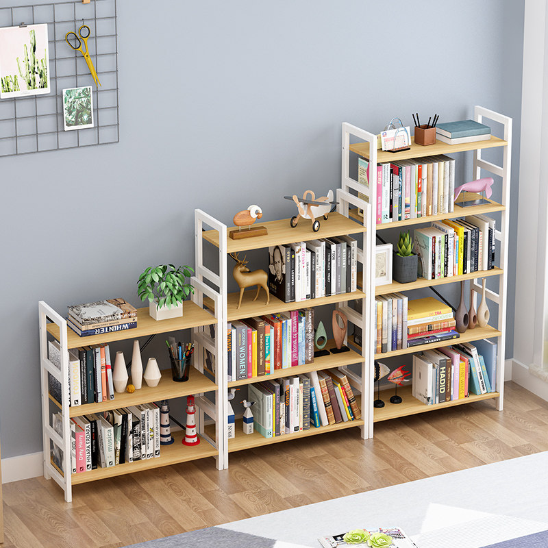 Simple solid wood floor-to-ceiling multi-layer student bookshelf living room study bedroom space saving simple storage storage bookshelf