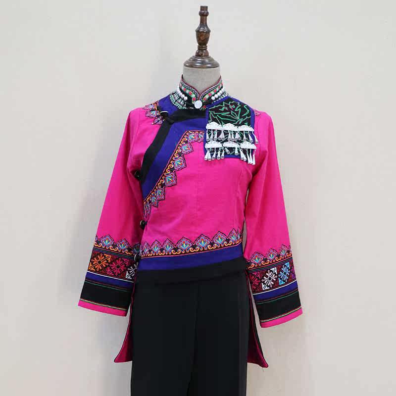Yunnan Red River ethnic minority clothing female Hani Dai Yi custom hand embroidery stage outfit daily wedding